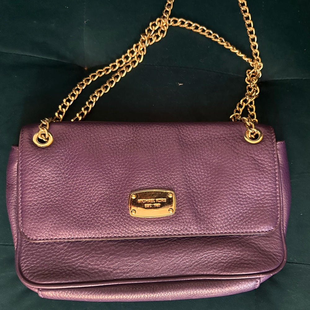 Michael Kors Purple and Gold Crossbody Bag with Chain Details